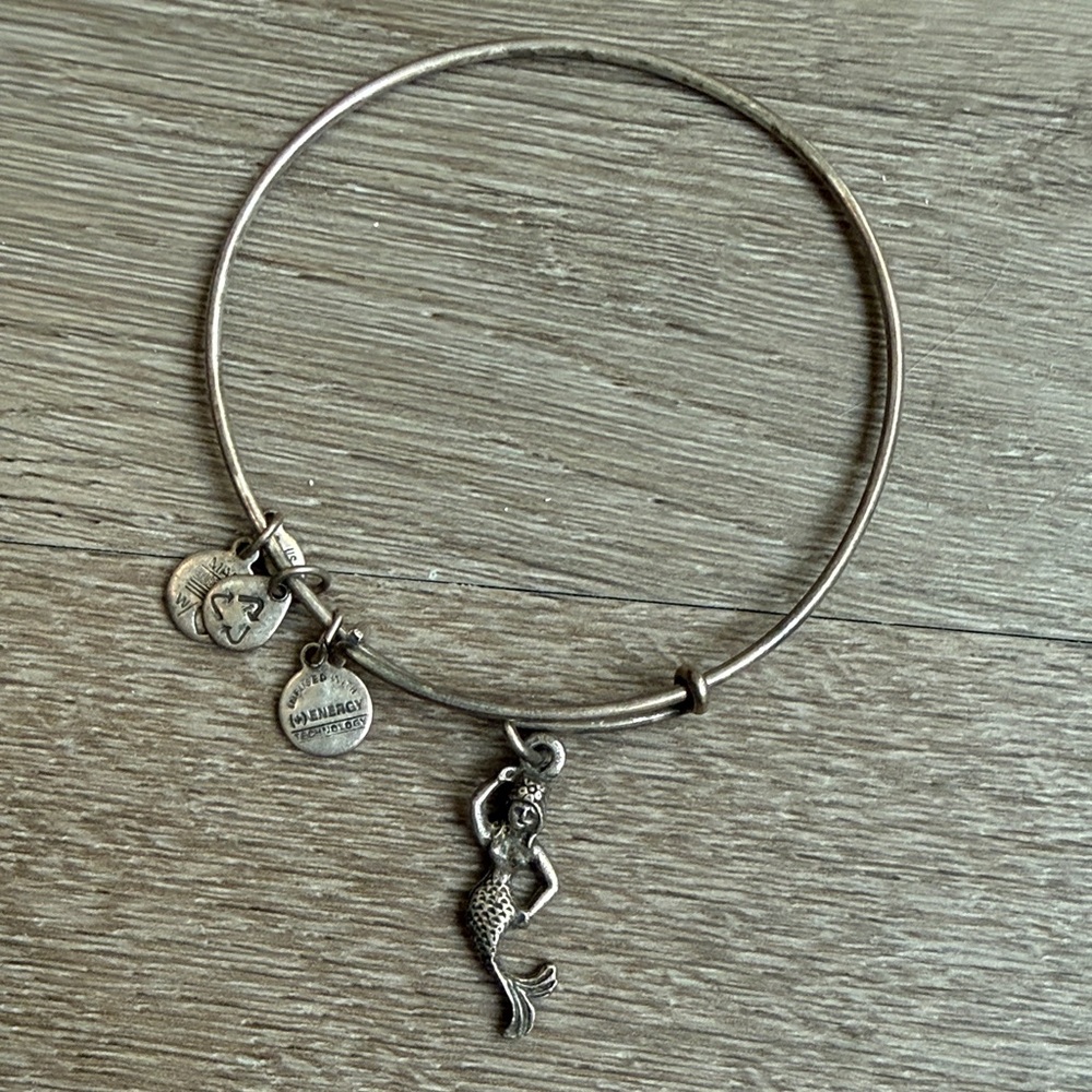 Alex and Ani Silver-Tone Mermaid Charm Bangle Bracelet